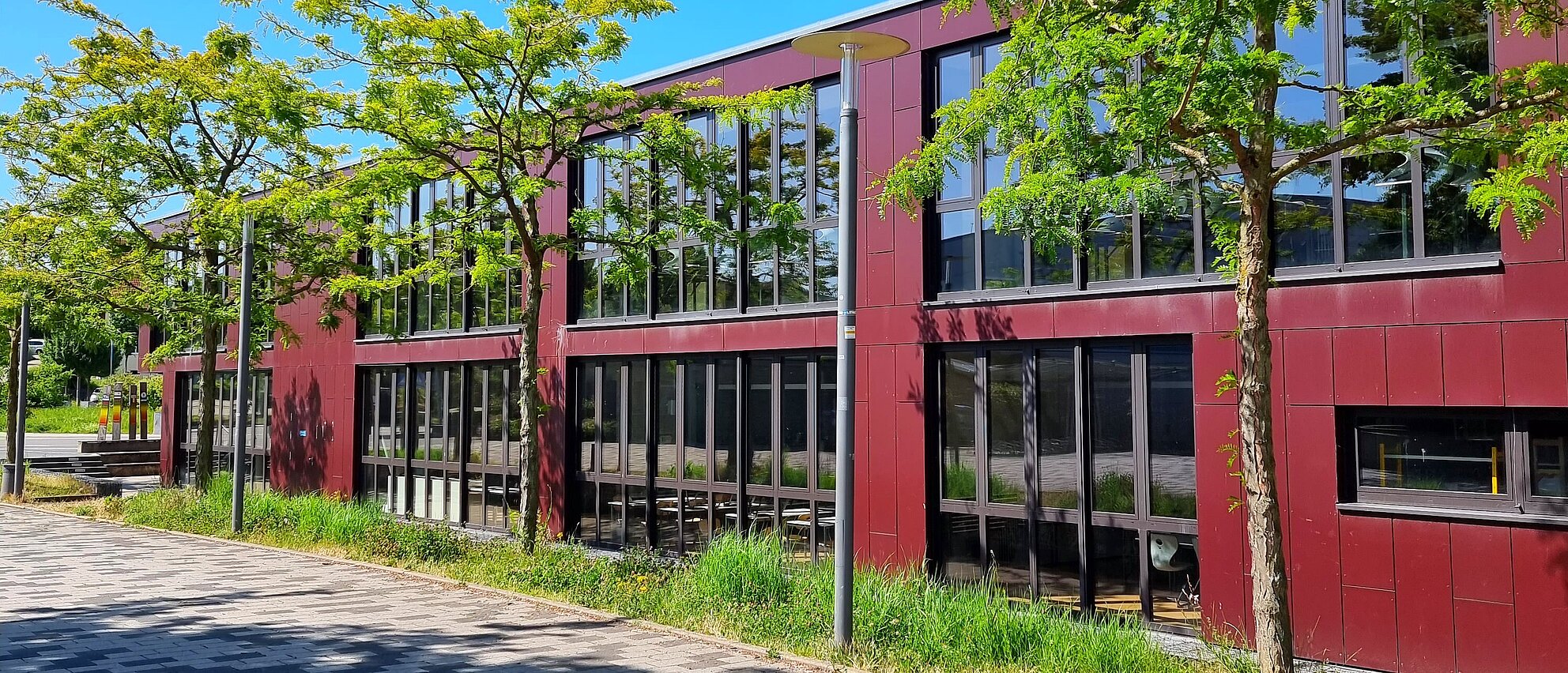 Das Schulhaus im Sommer.
